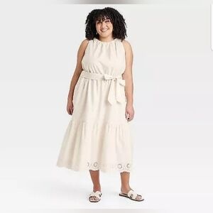 Women's Midi Tank Dress - Ava & Viv Ivory XXL